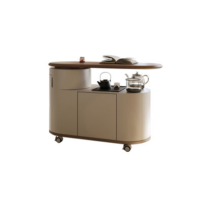 Mid‑Century Modern Rotating‑Top Coffee Table  & Rolling Casters & Kung‑fu Tea Table