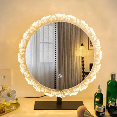 Miroir de coiffeuse rond à miroir, cadre de coiffeuse en acrylique transparent
