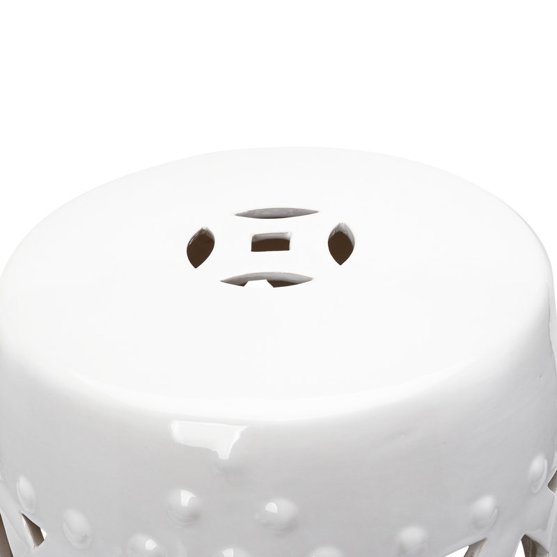 Siège de terrasse 13 po x 18 po en céramique avec motif, blanc, tissé, élégant et blanc, 13 po x 18 po, céramique, fonctionnel