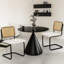 Ensemble de 2 chaises de salle à manger de style Mid-Century modernes en velours avec dossier naturel, beige