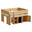 Lit mezzanine double avec armoire de rangement et tableau noir, naturel-428084703