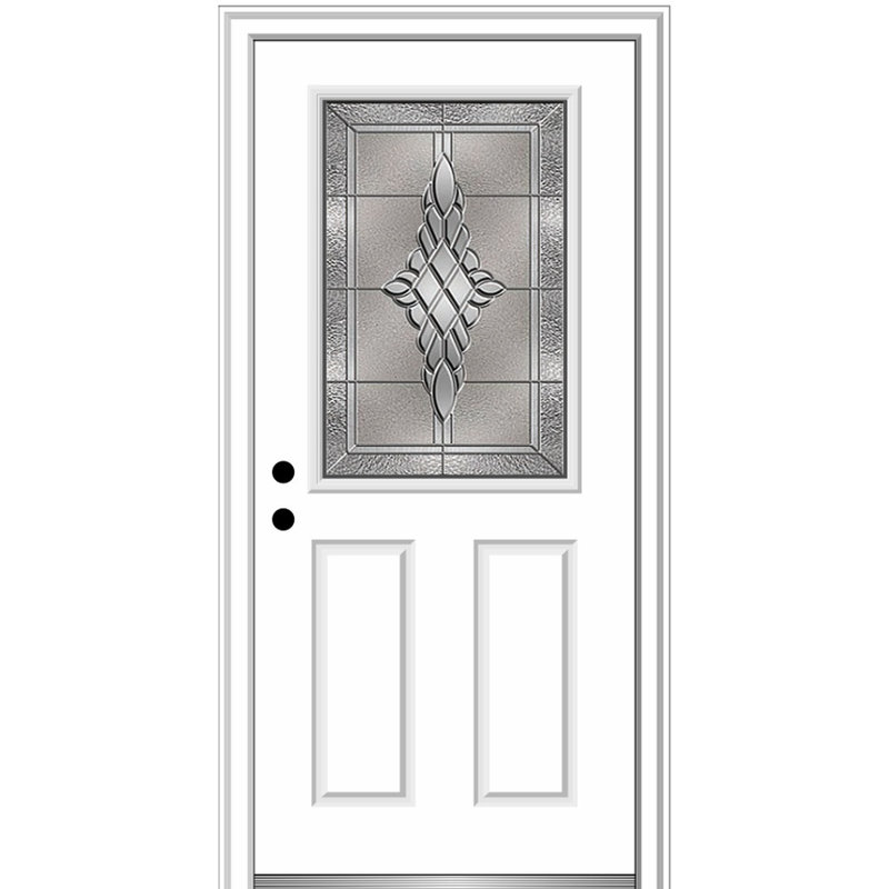 Porte d'entrée pré-suspendue en fibre de verre 1/2 panneau 2 panneaux Grace Grace, H 80 po x l 36 po x P 1,75 po