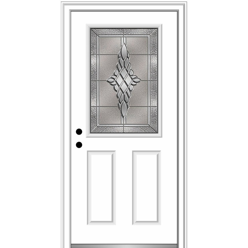 Porte d'entrée pré-suspendue en fibre de verre 1/2 panneau 2 panneaux Grace Grace, H 80 po x l 34 po x P 1,75 po