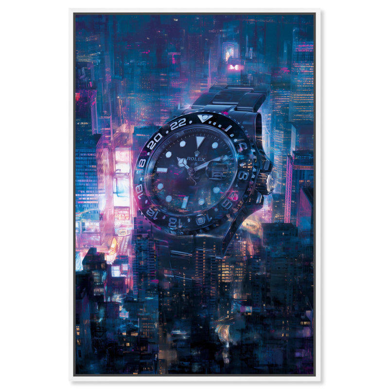 «City Watch Lights Sneaker», impression sur toile par Notoriart, H 16 po x l 24 po, Cadre doré