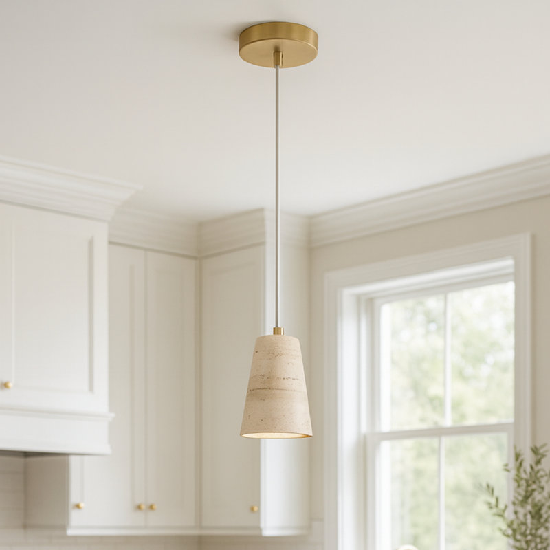 1 - Light Natural Stone Cone Pendant Light