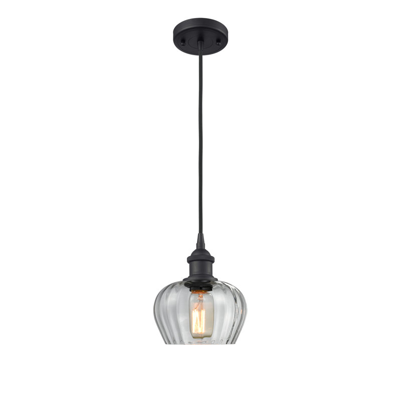 Patrina 1 - Light Single Pendant, Matte Black, Clear, No Bulb Included