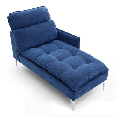 Upholstered Chaise Lounge with Left Armrest & Lumbar Pillow by Ivy Bronx