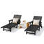 Chaise longue d'extérieur en PEHD - Fauteuil inclinable réglable à 5 positions avec porte-gobelet et roulettes amovibles - Mobilier de patio résistant aux intempéries pour la piscine, la terrasse, la plage - noir-1220512367-1220512365