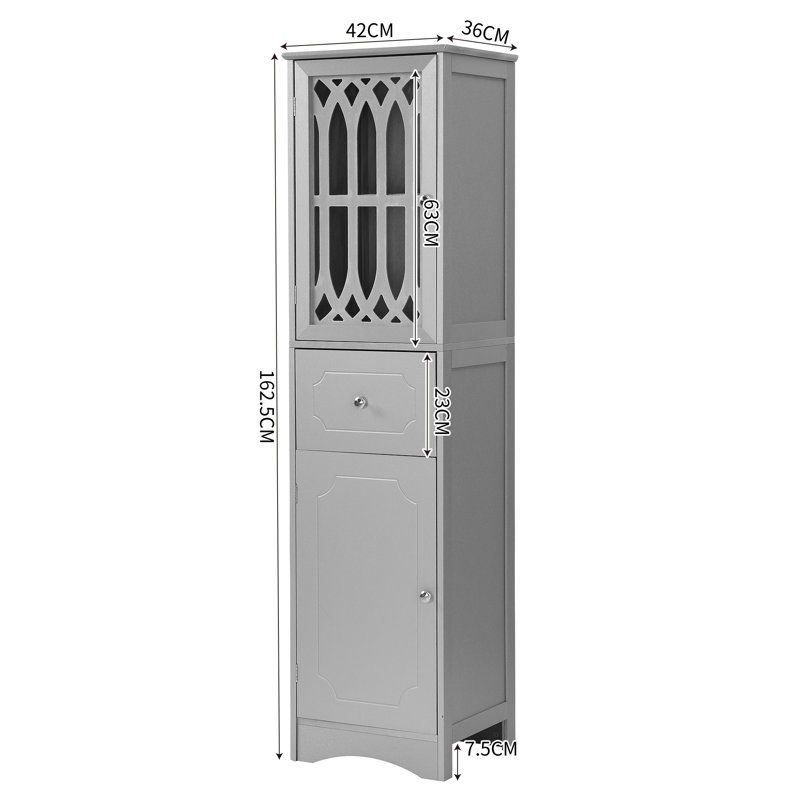 Ayre Freestanding Linen Cabinet, Grey/Brown/Blue