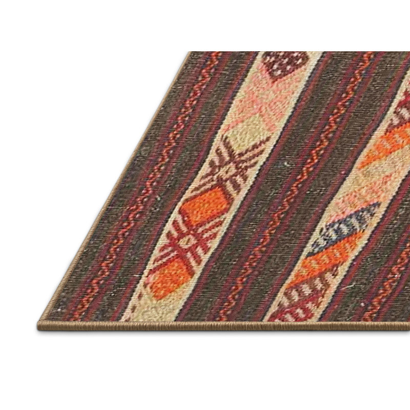 Tapis rouge/brun/jaune contemporain, Rectangle 7 pi x 9 pi