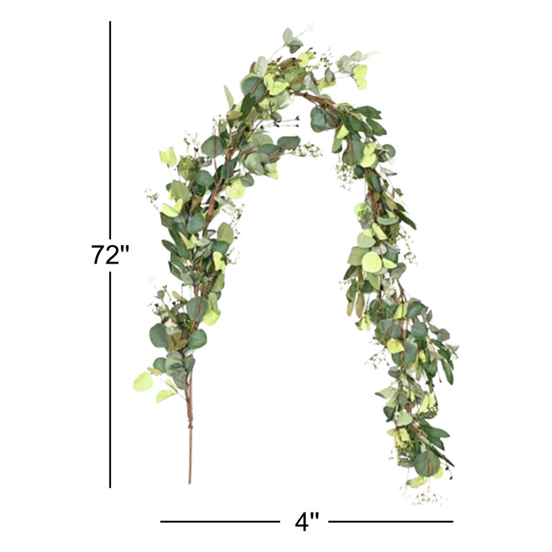6 pieds de guirlande d'eucalyptus artificiel, chemin de table de vignes en guirlande de verdure pour décoration de manteau de mariage