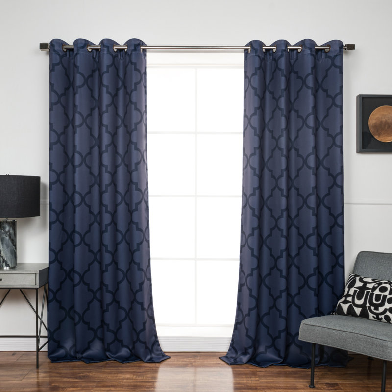Rideau obscurcissant en polyester Lytsell, L 52 po x L 63 po, Marine
