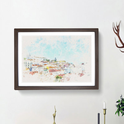 Skyline of Alfalma Lisbon Portugal - Picture Frame Painting Print