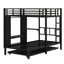 Lit superposé avec garde-robe intégrée, lit gigogne et bureau pliable-1234962742