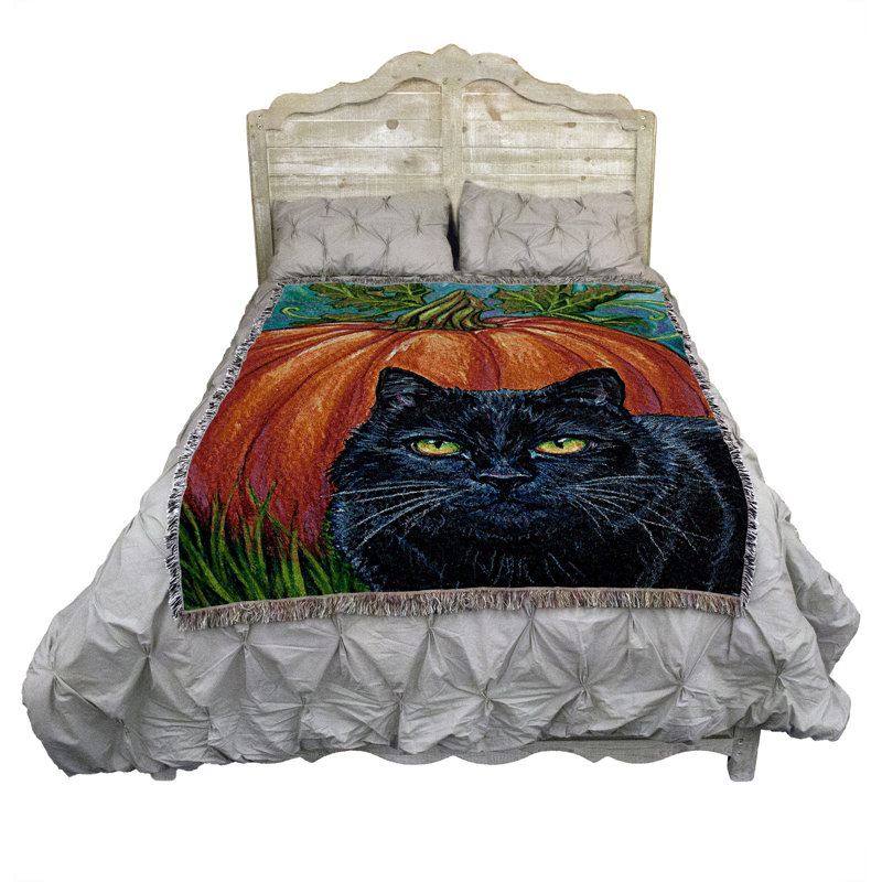 Couverture pour chat et citrouille Pure Country Weavers - fabriquée aux États-Unis (72 x 54)