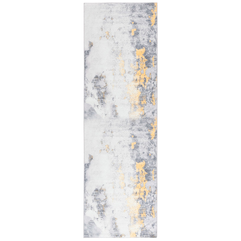 Tapis gris / doré Bennita 803, Tapis de couloir 2 pi 6 po x 8 pi