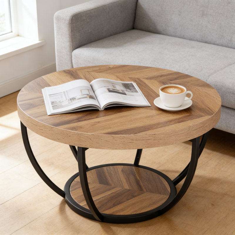 Table basse à chevrons Nordic Style, Naturel