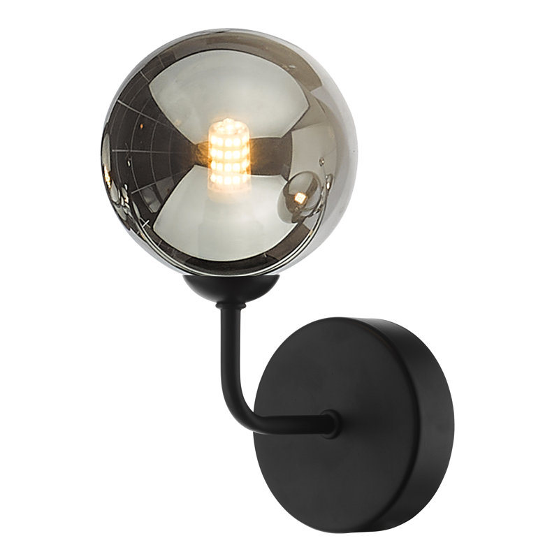 Wall Light, Smoke Glass, Matt Black