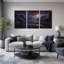 «Desert Canyon River at Eclipse Night», ensemble de 3 toiles murales-922333327