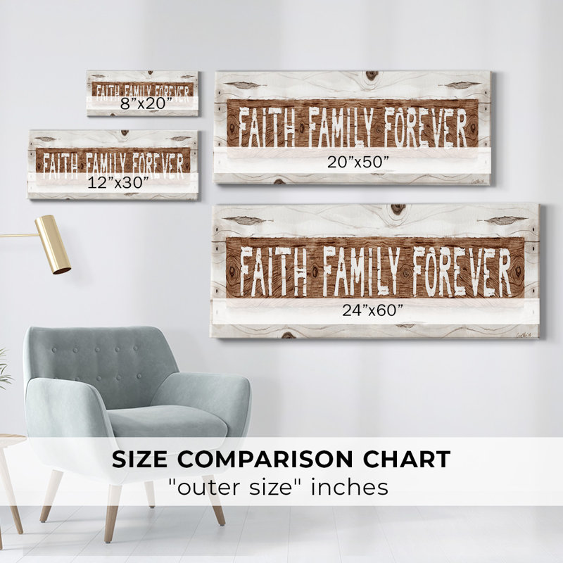 Faith Family Forever, H 12 po x l 30 po x P 1,5 po
