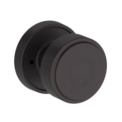 Vashon Privacy Knob with Recessed Round Rose in Unlacquered Brass