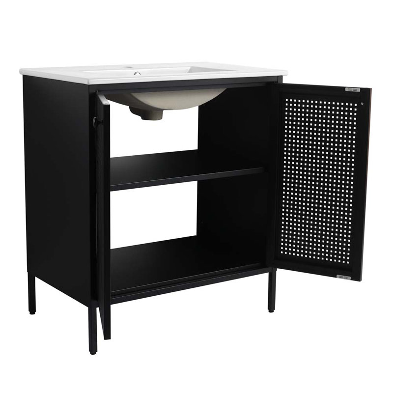 Meuble-lavabo simple avec plateau Arlener, Noir