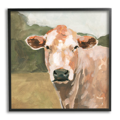 Stupell Industries Cow In Field Painting Framed Giclee Art Design By Victoria Barnes