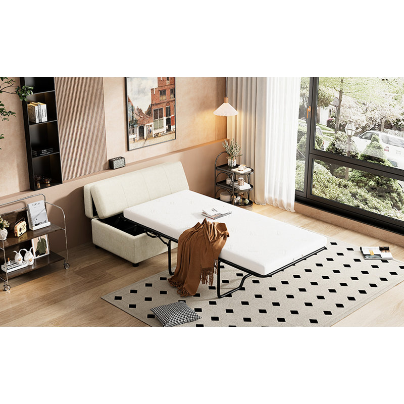 Lit simple blanc avec matelas pour un usage quotidien, Blanc