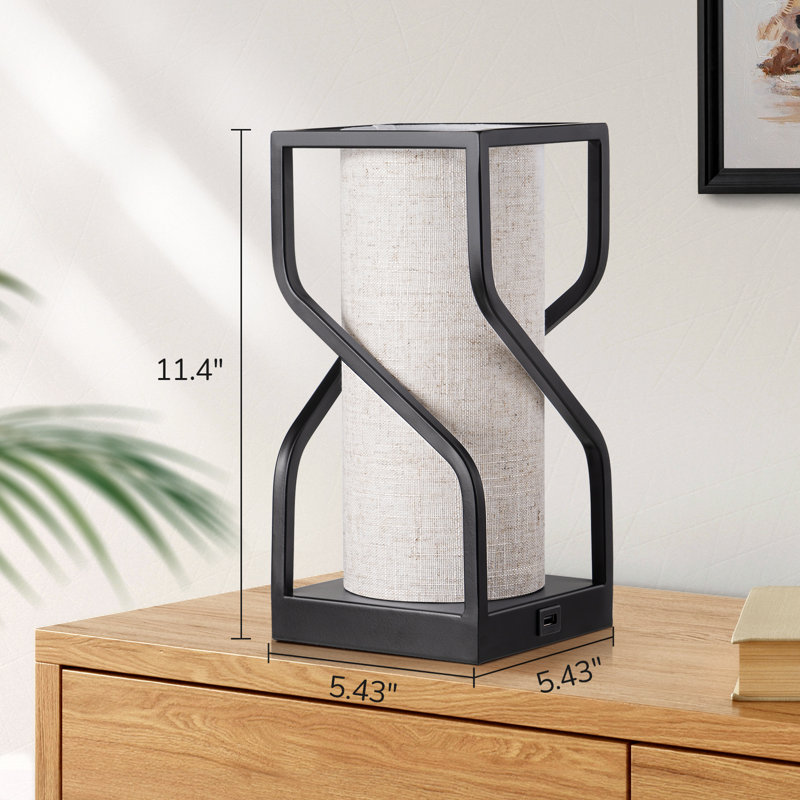 Burdena Metal Touch Control Table Lamp with USB and Bulb Included, Beige