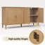 Buffet rétro de 57,87 po de largeur avec tablettes réglables et 4 portes avec placage en bois massif-141203222