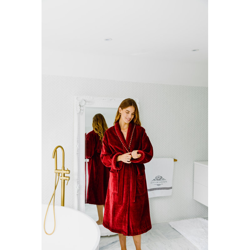 100% Cotton Mid-Calf Bathrobe with Pockets, M