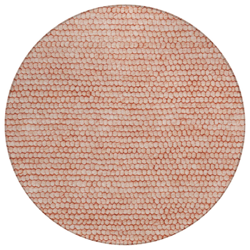 Machine Washable Indoor/Outdoor Chantille ACN2719 Striped Rug, Paprika, 8' Round