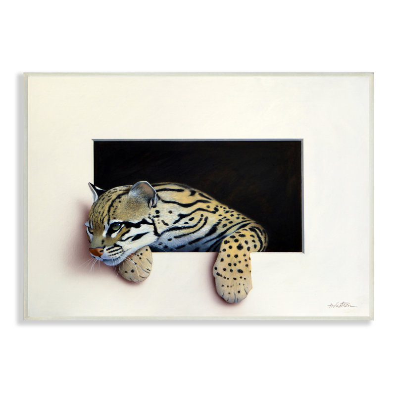 Wildlife Ocelot Resting Paws Cutout Illusion MDF Wall Art
