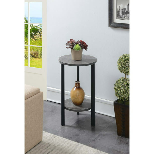 Support à plantes rond Migues, Gris patiné / noir, H 31,5 po x L 15 po x l 15 po