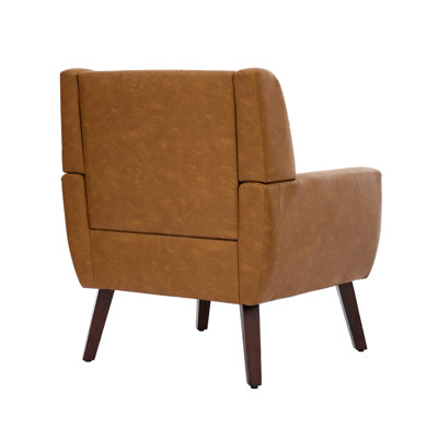 Jaqueze Upholstered Faux Leather Tufted Square Arm Accent Chair