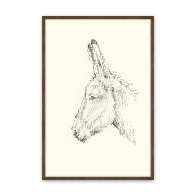 «Donkey Study II» par Ethan Harper, reproduction d'art sur toile, Impression sur cadre ouvert sans papier mat, Brun