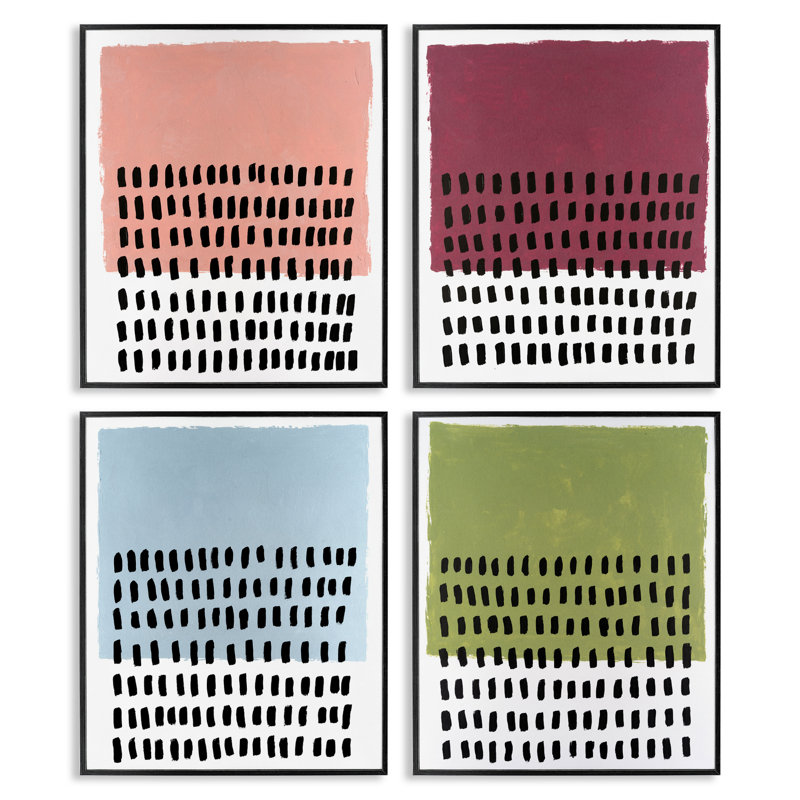  Dots Neutral Abstracts 4 PC, estampe numérique par Michael Willett, H 20 po x l 16 po, Giclée encadrée noir minuit