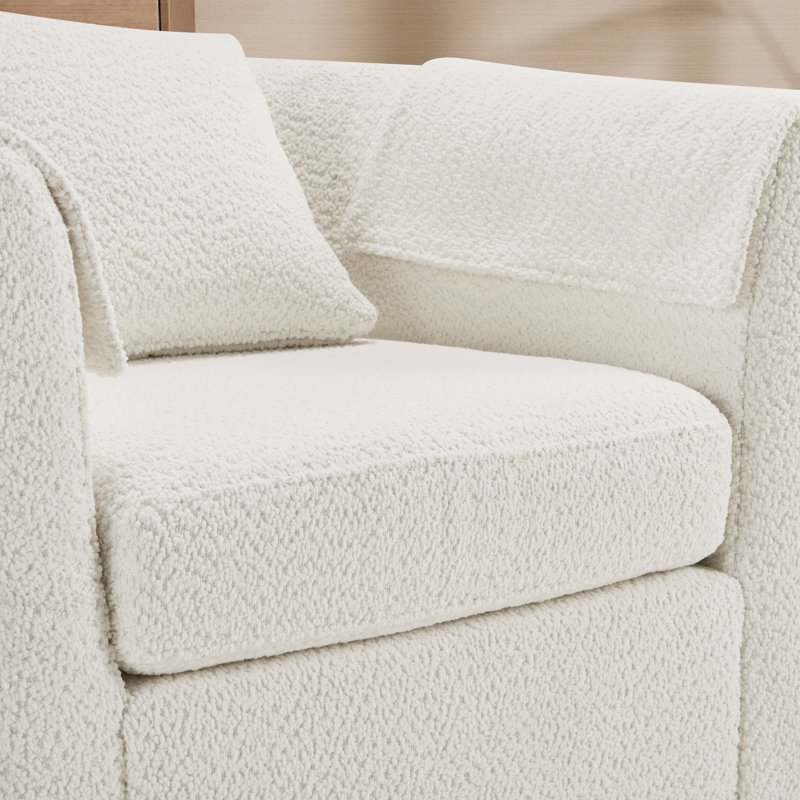 Fauteuil d'appoint pivotant avec repose-pieds en chenille, Blanc