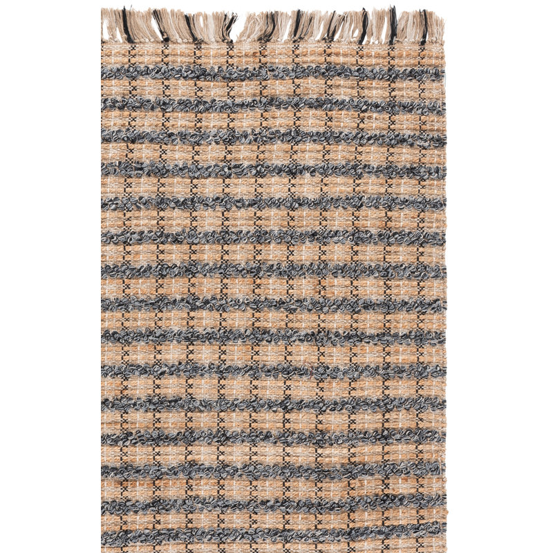 Holten Hand Woven 0.85 Jute 0.15 Cotton Checkered Rug, Rectangle 4' x 6'