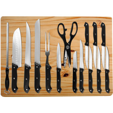 Soho Lounge 16 Piece Stainless Steel Cutlery Knife Set in Black with Acrylic Stand