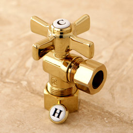 Kingston Brass Millennium 5/8-Inch OD Comp x 1/2-Inch OD Comp Quarter-Turn Angle Stop Valve, Polished Brass