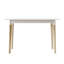 Table de salle à manger moderne, table de cuisine rectangulaire avec pieds en bois massif, blanc