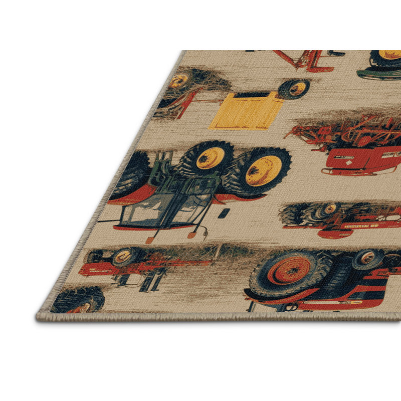 Tapis beige lavable à la machine, Rectangle 7 pi x 9 pi