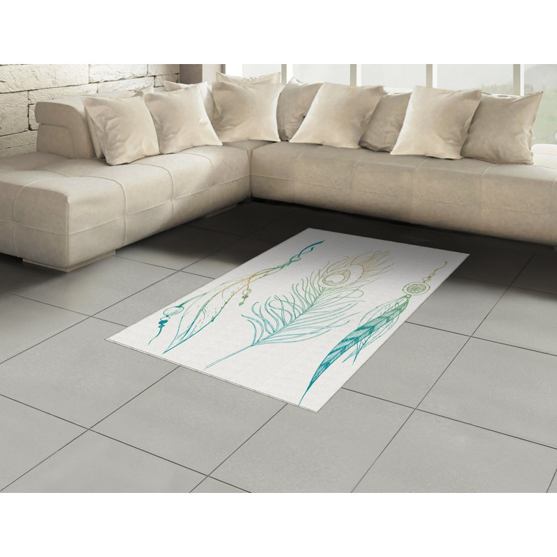 Tapis décoratif blanc à haute densité en fibres longues, Rectangle— 4 pi x 5 pi 8 po