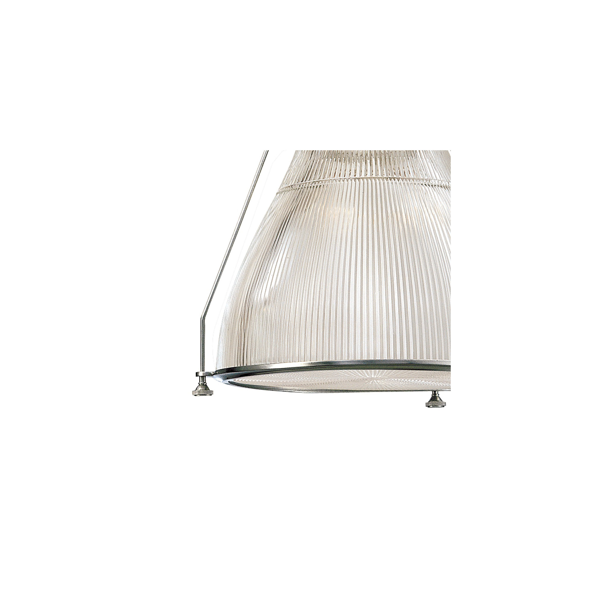Isabelle Single Light Glass Pendant, Ribbed, Polished Nickel