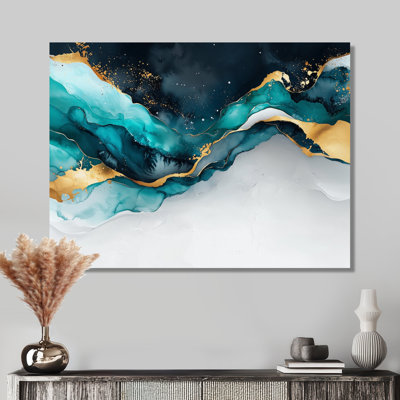 Émeraude, balance de l'encre liquide III - art mural moderne transitionnel abstrait