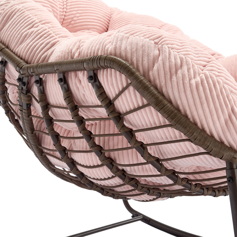 Chaise d'extérieur en acier thermolaqué, chaise d'extérieur en osier, Rose