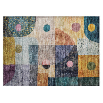 Machine Washable Indoor/Outdoor Chantille ACN1117 Green Rug