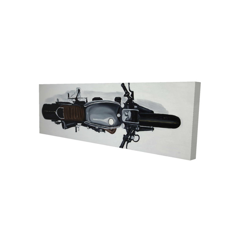 Vue aérienne de la toile Moto | Motif de motocyclette blanc