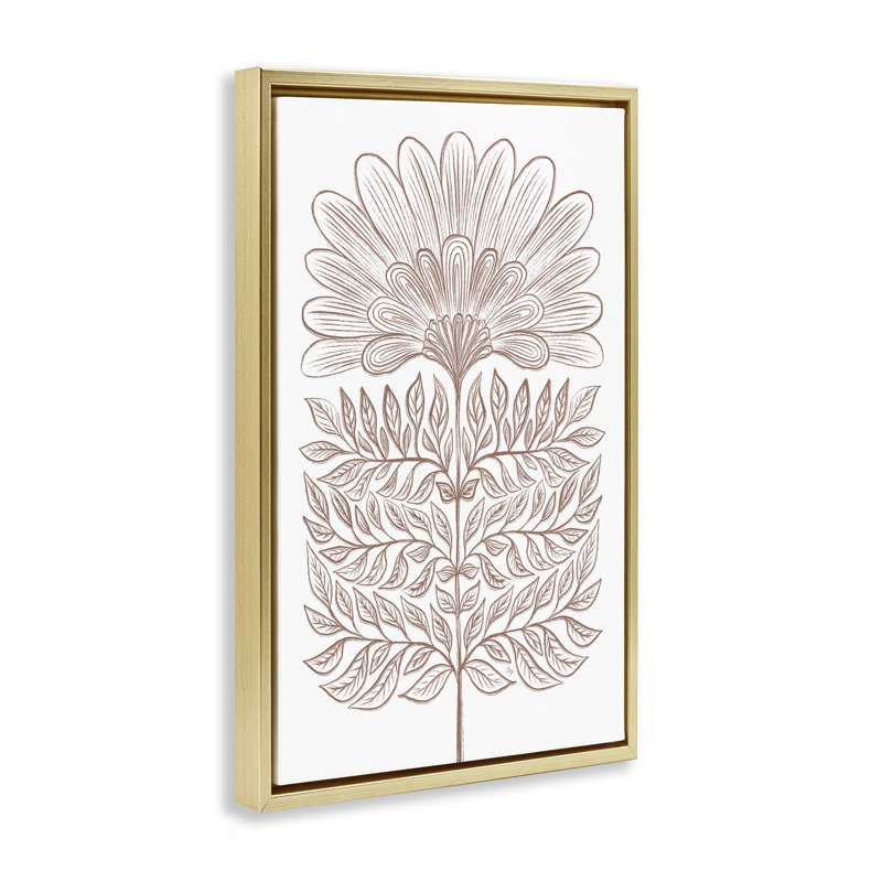 Art mural sur toile symétrique à croquis de fleurs, design par Martina Pavlova, H 25 po x l 17 po